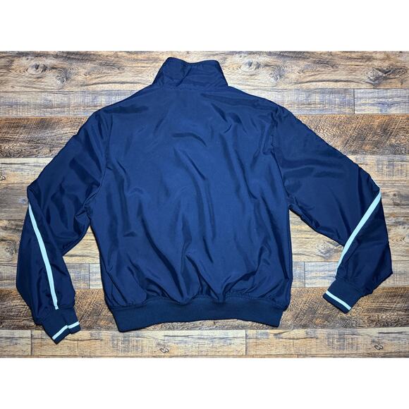 Large Ralph Lauren Navy Track Jacket Full Zip Striped Sleeve Retro - Picture 2 of 6